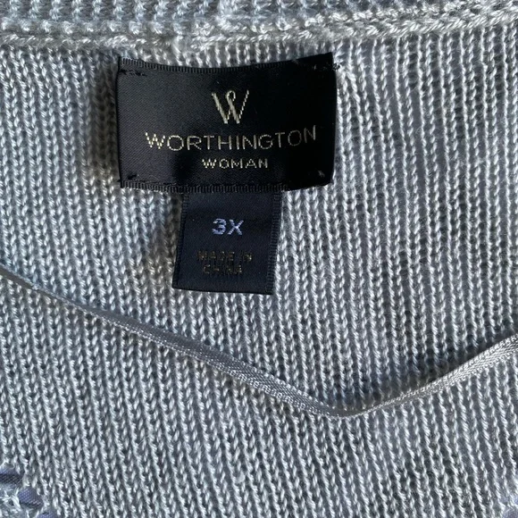 Worthington Woman Light Gray Open-Front Cardigan - Plus Size 3X - Picture 3 of 6